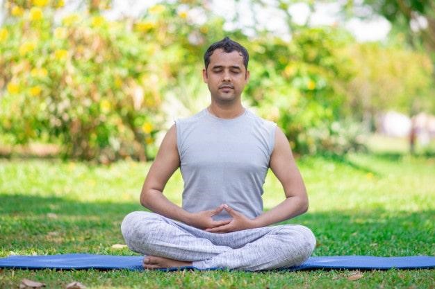 Person in focused meditation practice